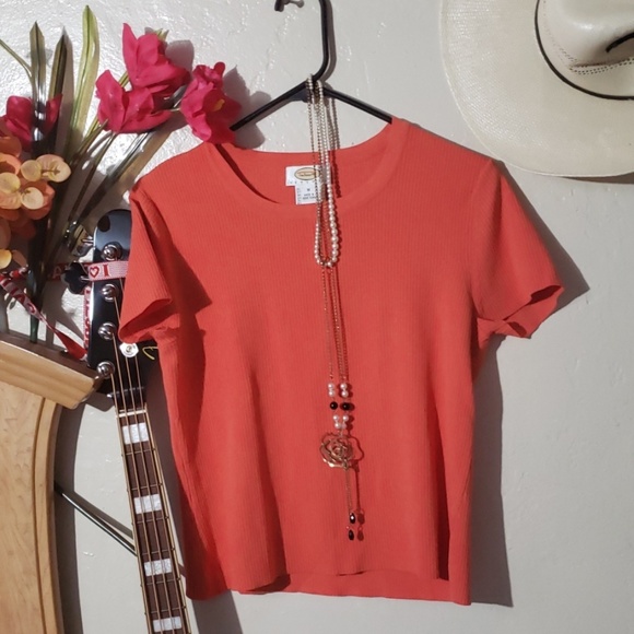 TALBO'TS WOMEN'S SWEATER TOP ORANGE SALMON MEDIUM - Picture 8 of 8